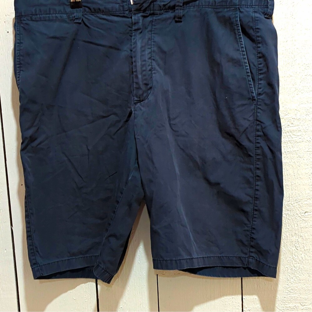 J.CREW Club Men’s Blue Solid Chino Shorts Flat Front Zip Slash Pockets 36 in